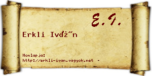 Erkli Iván névjegykártya